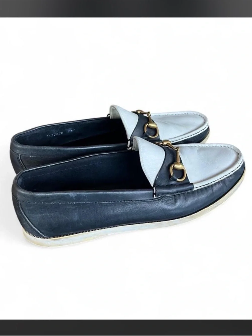 Gucci 1953 Blue And White Horsebit Leather Loafers Size 11 Men’s